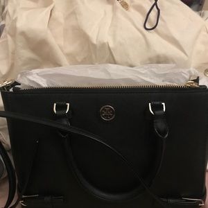 Tory Burch Robinson Double Zip Tote Black